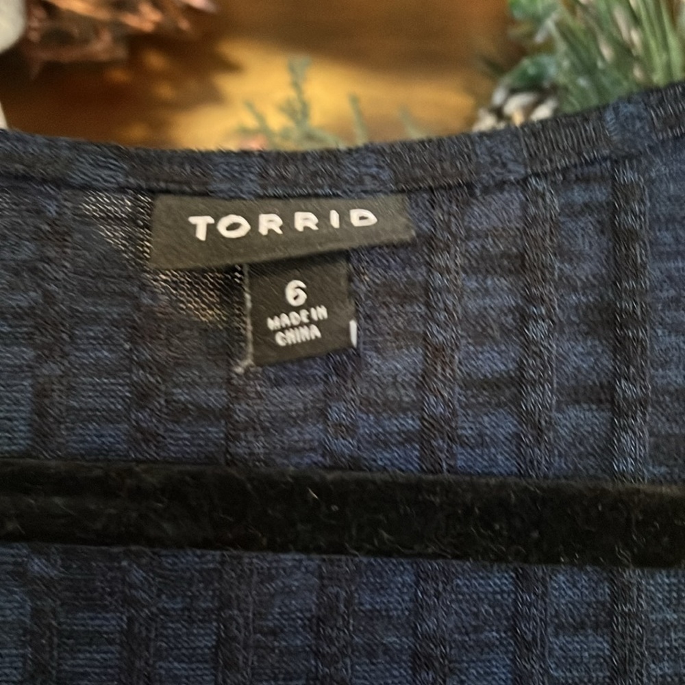 TORRID Blue/Black Marbled Ribbed Knit Trapeze Style Sweater Dress, Size 6X,GUC. - Picture 3 of 9